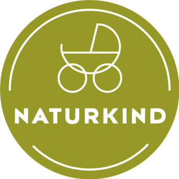 Naturkind Logo Grün mit Kinderwagen in weiss